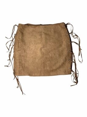 Suede Lace-Up Mini Skirt in Camel